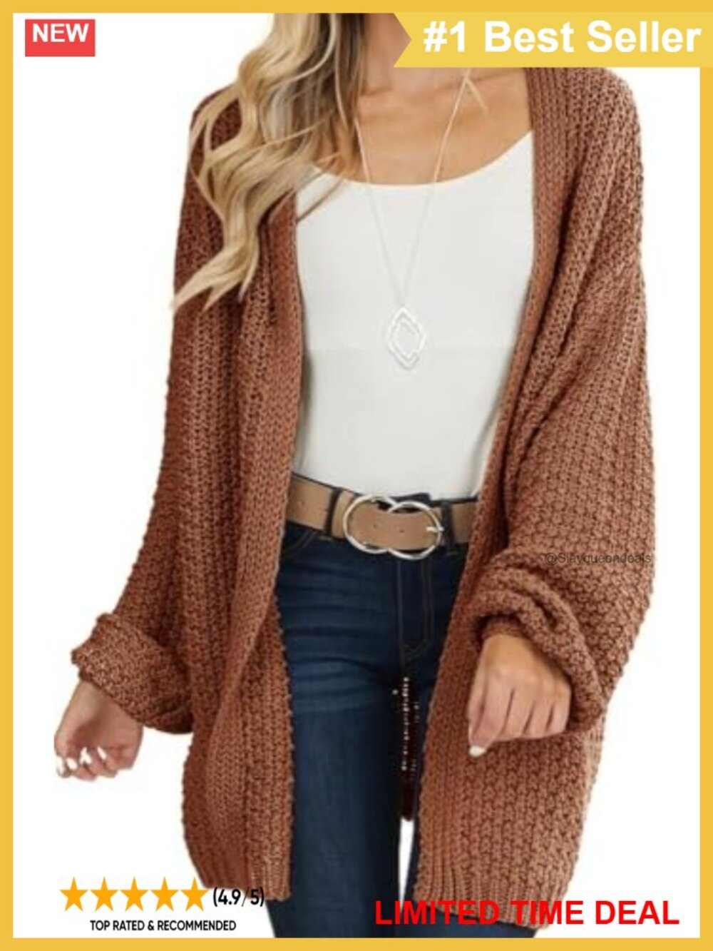 Oversized Open Front Chunky Knit Cardigan Long Sleeve Lightweight Sweater Coat